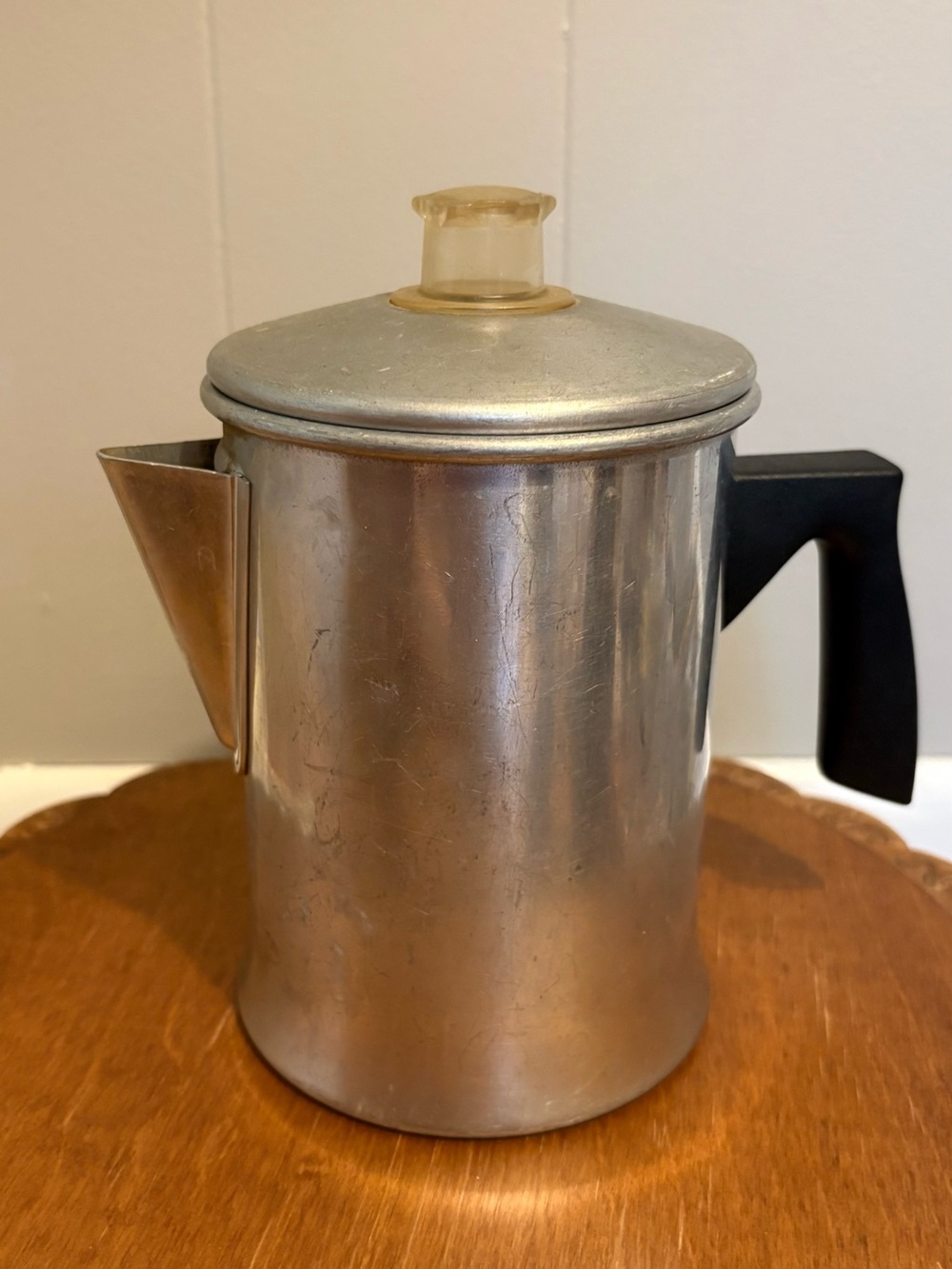 Aluminum Coffee Percolator with Black Handle - Silver